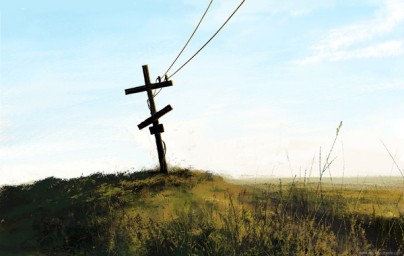 За рекой покосился крест