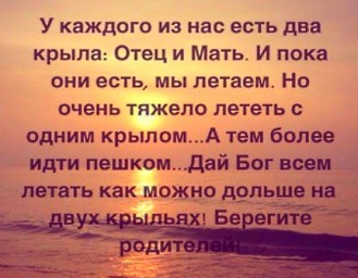 У каждого из нас есть два крила:_ Отец и Мать.