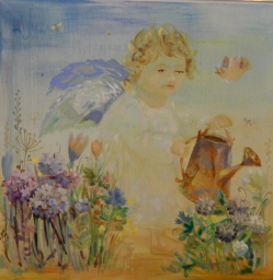 К картине М. Вороновой "Маленький садовник" (арт-проект "Ангелы мира")
